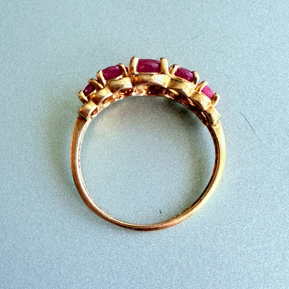 Estate 10K Solid Gold 1.6 TCW Natural Ruby 5Stone Channel Set Ring JCM Mauritius - Picture 8 of 11